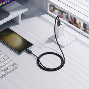 Kabelis ar LCD USB C uz USB C Hoco 3A 60W 1,2 m U146 melns