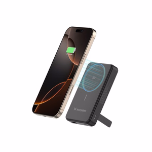 Внешний аккумулятор Wozinsky WLWP-10KA0Y3S 22.5W PD Qi2 10000 mAh, с подставкой, 1x USB-A, 1x USB-C - чёрный