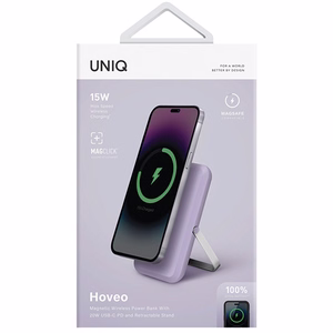 Magnētiskais portatīvais lādētājs Uniq Hoveo 5000mAh USB-C 20W PD (violets)