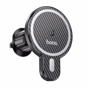 HOCO automašīnas turētājs ar bezvadu uzlādi saderīgs ar MagSafe gaisa ventilācijai 15W CA85 melns