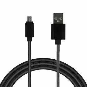 Kabelis TIPS 1 - USB uz Micro USB - metāla spraudņi QC 3.0 1 metrs melns