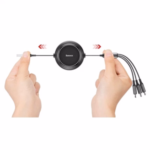 USB kabelis Baseus 3in1 melns 35cm / 120cm