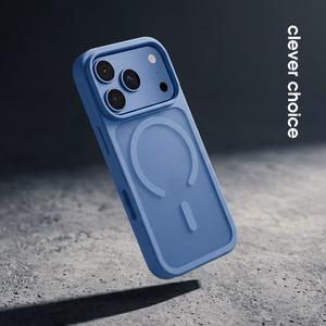 Zils „Crong Hybrid Matte Magnetic“ aizsargvāciņš ar „MagSafe“, paredzēts „Apple iPhone 18 Pro Max“ un „iPhone 17 Pro Max“
