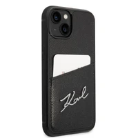 Karl Lagerfeld Signature Logo karšu viedtālruņa apvalks iPhone 14 Plus - melns