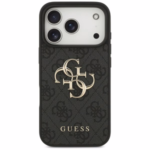 Guess PU 4G Metal Logo vāciņš Apple iPhone 18 Pro, pelēks