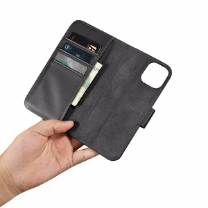 iCarer Maki apvalks 2in1 vāks iPhone 14 Plus Anti-RFID ādas atverams apvalks melns (WMI14220727-BK)
