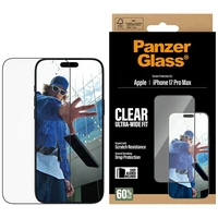 PanzerGlass īpaši plats EasyAligner rūdītais aizsargstikls iPhone 17 Pro Max viedtālrunim