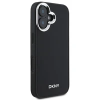 DKNY Vienkāršs sudraba logotips magnētiskais iPhone 16 viedtālruņa apvalks - melns