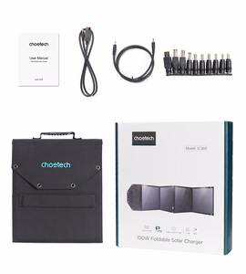 Choetech SC009-V2 saules salokāms lādētājs 100W USB-C / 2x USB-A PD QC - melns