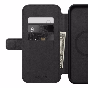 Nomad moderns ādas folio viedtālruņa apvalks iPhone 15 Plus 6,7" melns