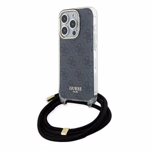 Guess Crossbody Cord 4G Print viedtālruņa apvalks iPhone 15 Pro – melns