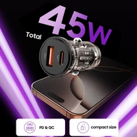 Tech-Protect CC01 45W auto lādētājs 2 porti USB-A / USB-C melns