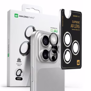 AmazingThing AR alumīnija 3 objektīvu stikls ar objektīva rāmi iPhone 16 Pro / 16 Pro Max - melns