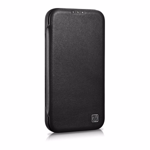 iCarer CE Premium ādas folio vāciņš iPhone 14 Plus ar MagSafe magnētisku flip vāciņu - melnā krāsā