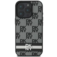 DKNY šachī raksts un drukātas svītras apvalks iPhone 16 Pro Max melns