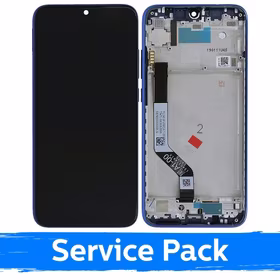 LCD Displejs Saderīgs ar Xiaomi Redmi Note 7 (Note 7 Pro) Ar Frame / Zils / (Service Pack)