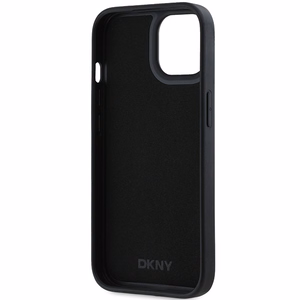 DKNY 3D Gumijas apvalks ar atkārtotu rakstu iPhone 15 Plus - melns