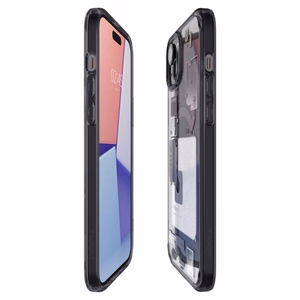Spigen Ultra Hybrid Mag viedtālruņa apvalks ar MagSafe iPhone 15 Plus - tumši pelēks (Zero One raksts)
