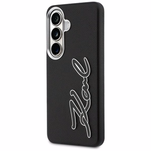 Karl Lagerfeld Grained Signature Metal Resin Logo maciņš Samsung Galaxy S26 melns