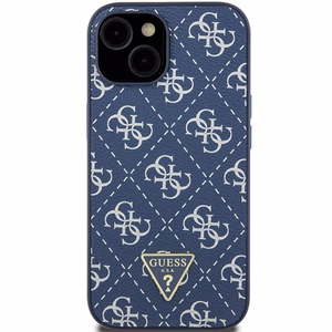 Guess 4G Triangle Metal Logo viedtālruņa apvalks iPhone 15 Plus / 14 Plus - zils