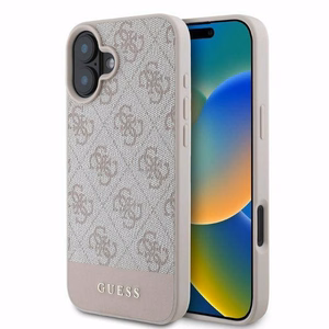 Guess 4G Bottom Stripe viedtālruņa apvalks iPhone 16 - rozā