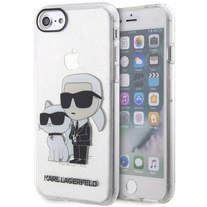 Karl Lagerfeld KLHCI8HNKCTGT iPhone 7/8/ SE 2020 / SE 2022 caurspīdīgs cietais apvalks Gliter Karl&Choupette