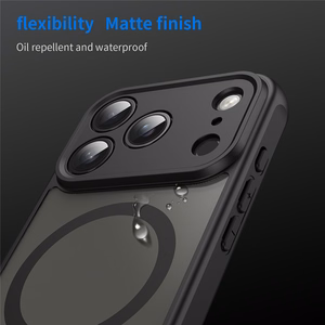 Melns magnētisks matēts PC un TPU vāciņš iPhone 18 Pro / 17 Pro, izturīgs pret kritieniem