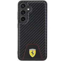 Ferrari Carbon Stitched Bottom viedtālruņa apvalks Samsung Galaxy S24 - melns