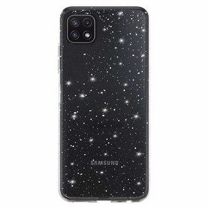 Viedtālruņa apvalks ar kristāliem un spīdumiem Samsung Galaxy A22 5G sidabro krāsā