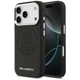 Karl Lagerfeld Point & Metal Logo Magnētiskais viedtālruņa apvalks iPhone 17 Pro - Melns