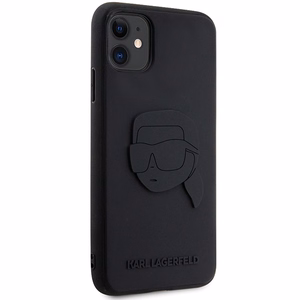 Karl Lagerfeld KLHCN613DRKNK iPhone 11 / Xr 6.1" melns/melns cietais apvalks gumijas Karla galva 3D