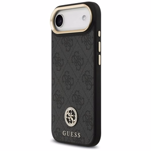 Guess 4G Strass Logo & Big Strap Metal Buttons Magnētiskais viedtālruņa apvalks iPhone Air - melns