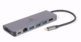 Gembird A-CM-COMBO5-05 USB Type-C 5-in-1 multi-port adapter (Hub + HDMI + PD + card reader + LAN)