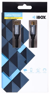 I-BOX USB C/USB C, 1 m USB kabelis 3.2 Gen 2 (3.1 Gen 2) melns