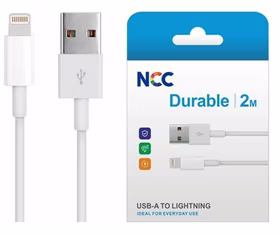 USB kabelis NCC "lightning" balts 2m
