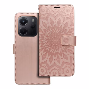 MEZZO grāmatas apvalks XIAOMI Redmi Note 14 5G mandala rozā zelts