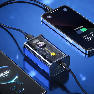 WEKOME WP-333 Vanguard Series ārējais akumulators, 10000 mAh, PD 20 W + QC 22,5 W, melns un caurspīdīgs