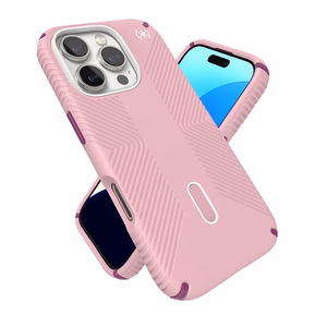 Speck Presidio2 Grip ClickLock & MagSafe vāciņš ierīcei iPhone 16 Pro, Wednesday Pink / Boysenberry Purple / balts