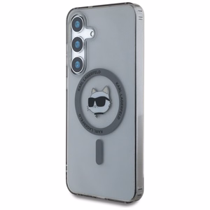 Karl Lagerfeld Poga Choupette Galva Drukāts Logotips Magnētiskais Samsung Galaxy S25 viedtālruņa apvalks melna