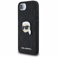 Karl Lagerfeld Monogram Karl Head Pin viedtālruņa apvalks iPhone 16e - melns
