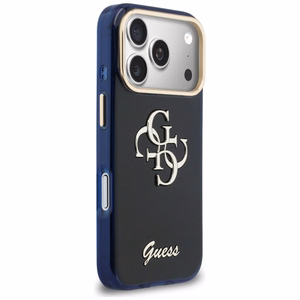 Guess IML 4G Script Metal чехол для iPhone 17 Pro Max синий