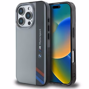 BMW Motosport IML Vertical Stripe iPhone 16 Pro Case - Gray