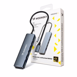 Wozinsky WHBC10Y4S 6-in-1 USB-C centrmezgls, alumīnija, ar 25 cm kabeli, pelēks