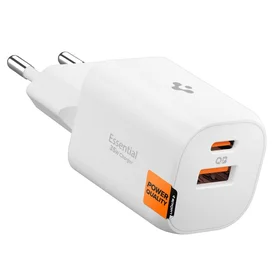 Spigen Essential EE352EU USB-C / USB-A 35W sienas ladetajs - Balts