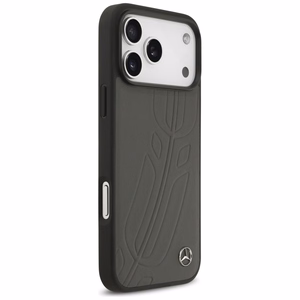 Mercedes Leather Large Laurel Leave MagSafe Чехол для iPhone 17 Pro Max - чёрный и серый