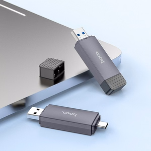 Atmiņas karšu lasītājs Hoco HB45 USB-C/USB-A 2-in-1 USB2.0 pelēks