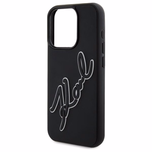Karl Lagerfeld 3D Gumijas Paraksts viedtālruņa apvalks iPhone 15 Pro Max - melns