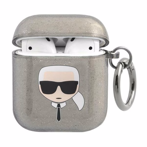 Karl Lagerfeld Glitter Karl's Head чехол для AirPods 1/2 - чёрный