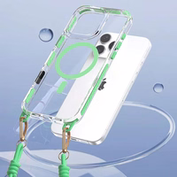 Tel Protect Strap Caurspīdīgs Viedtālruņa apvalks Iphone 16 Pro Max zaļš