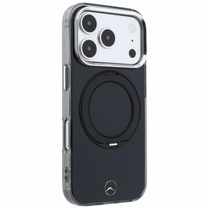 Mercedes Iconic Logo vāciņš modelim iPhone 18 Pro Max / 17 Pro Max, ar gredzenu-statīvu, saderīgs ar MagSafe – melns